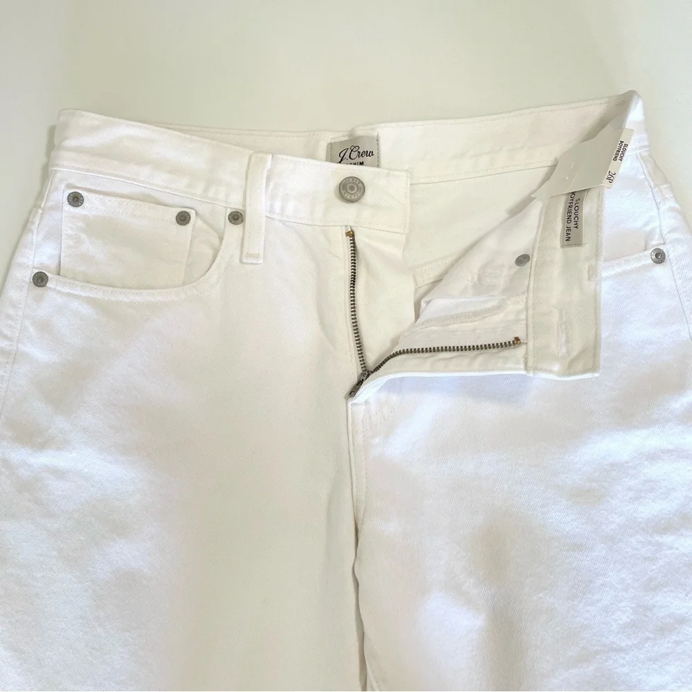 NWT J. Crew Slouchy Boyfriend Jean White 26 Petite